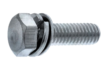 鉄 六角トリーマ頭セムス小ねじ P＝4 (バネ座+JIS小形平座 組込)